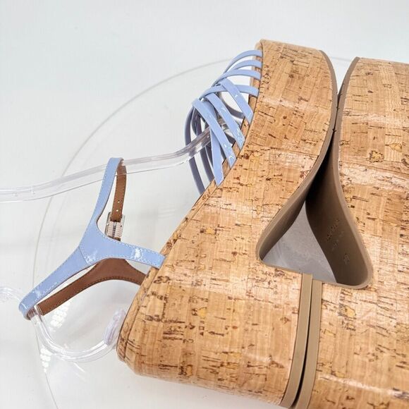 Aquatalia Elene Sandals Women's 10 Blue Leather Platform Cork Slingback Chunky - Picture 8 of 15